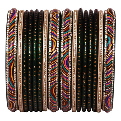 Stylish Rajasthani Lac Short Bangles Set with Lahariya & Boond Design