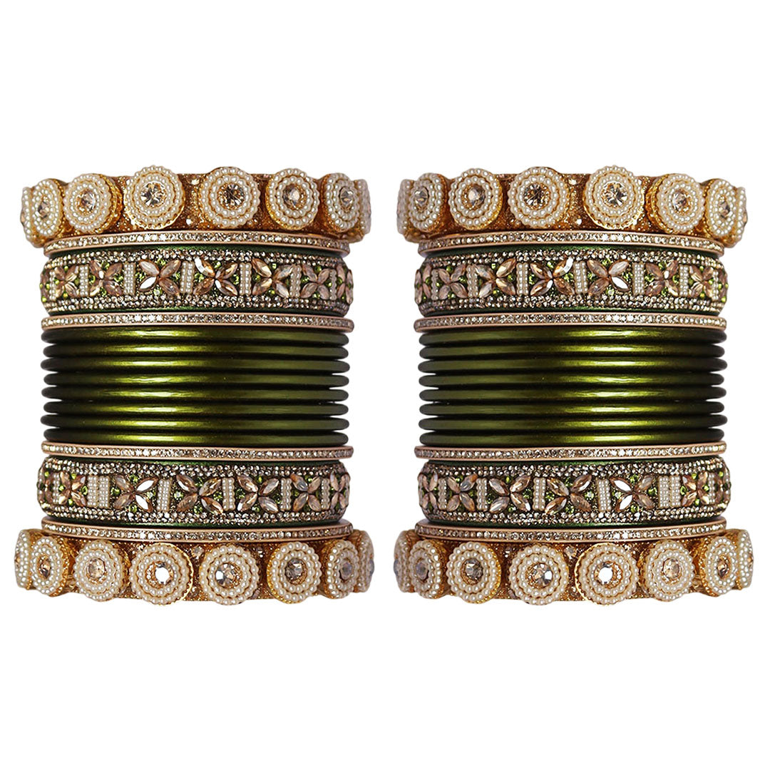 Handmade Rakhi Special Lac Bangles with Kundan Stone Work