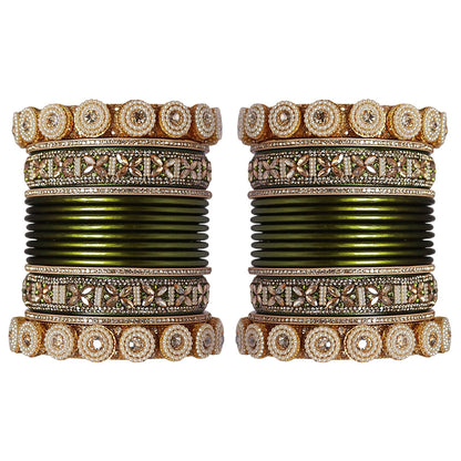 Handmade Rakhi Special Lac Bangles with Kundan Stone Work