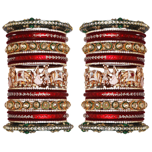 Premium Designer Wedding Bangles Set With Dulha-Dulhan Design