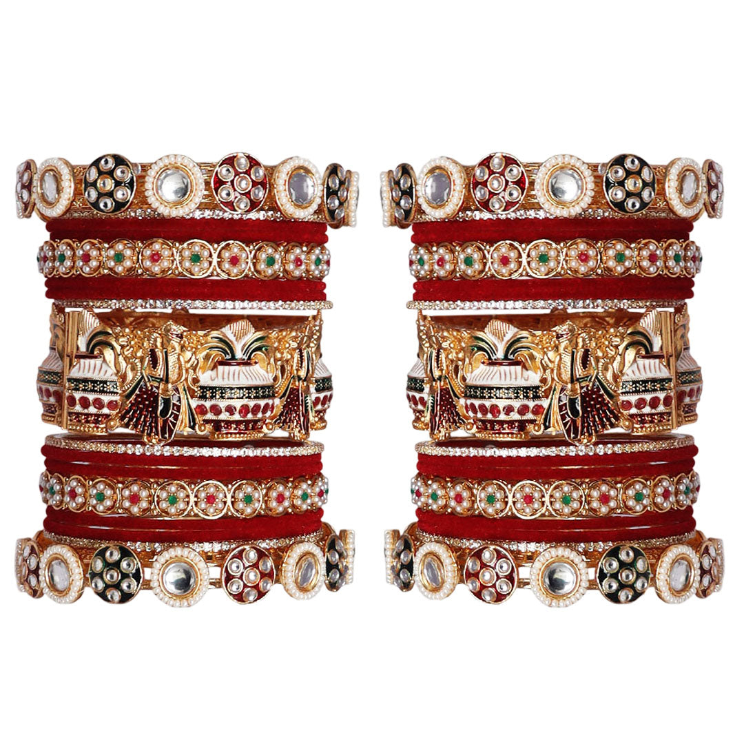 Luxury Rajwadi Wedding Bangles Set With Latest Dulha-Dulhan Motifs
