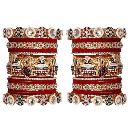 Luxury Rajwadi Wedding Bangles Set With Latest Dulha-Dulhan Motifs