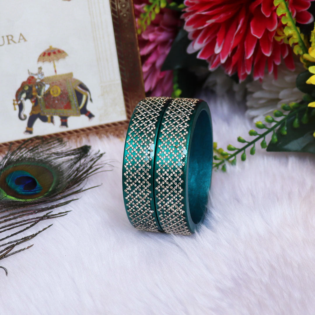 Jaipuri Lac Kada Bangles Set in Latest Rhinestones Design