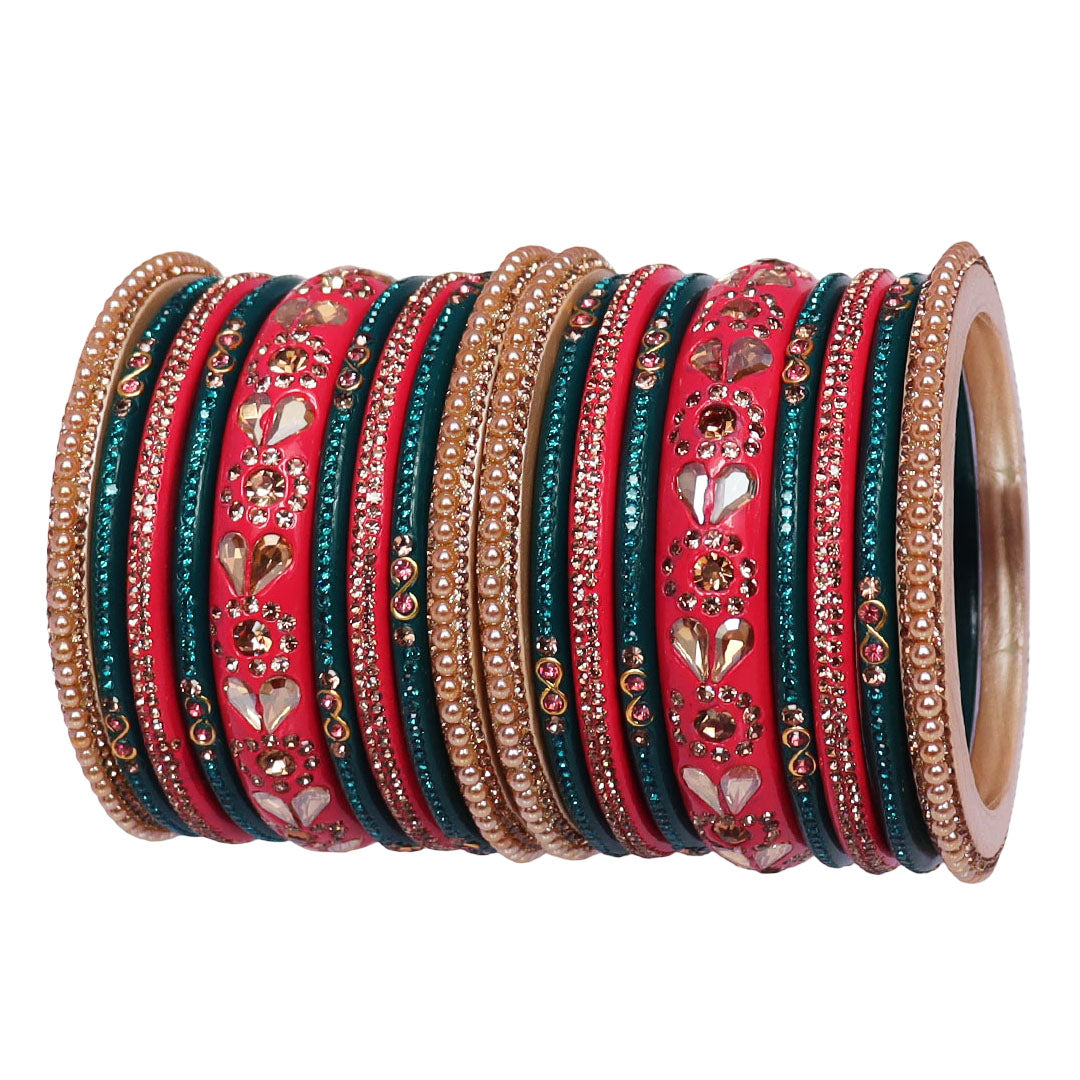 Handmade Lac Bangles For Women With Latest Rhinestones Design