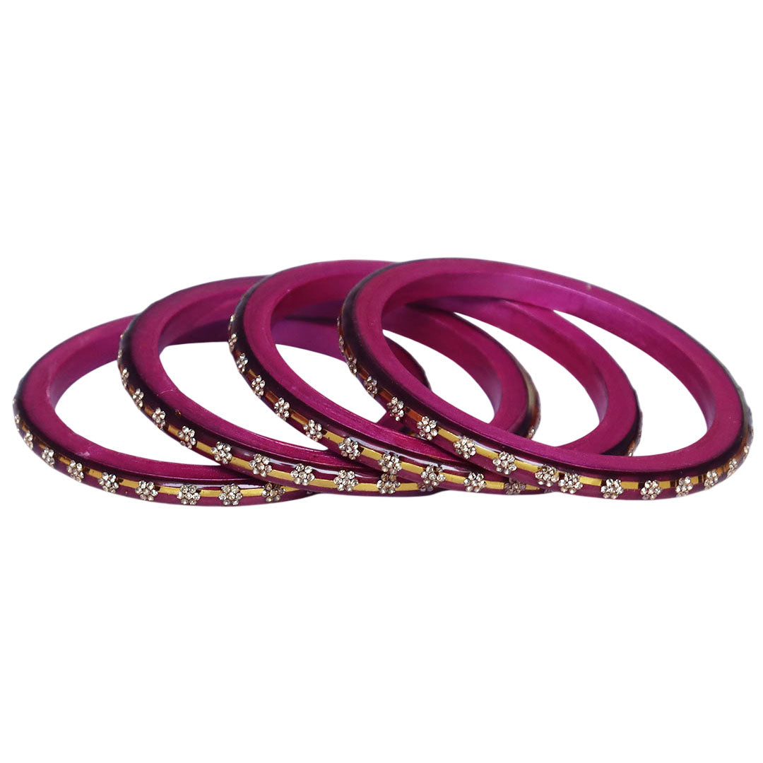 Classic Rajasthani Lac Bangles with Sparkling Flower Stones