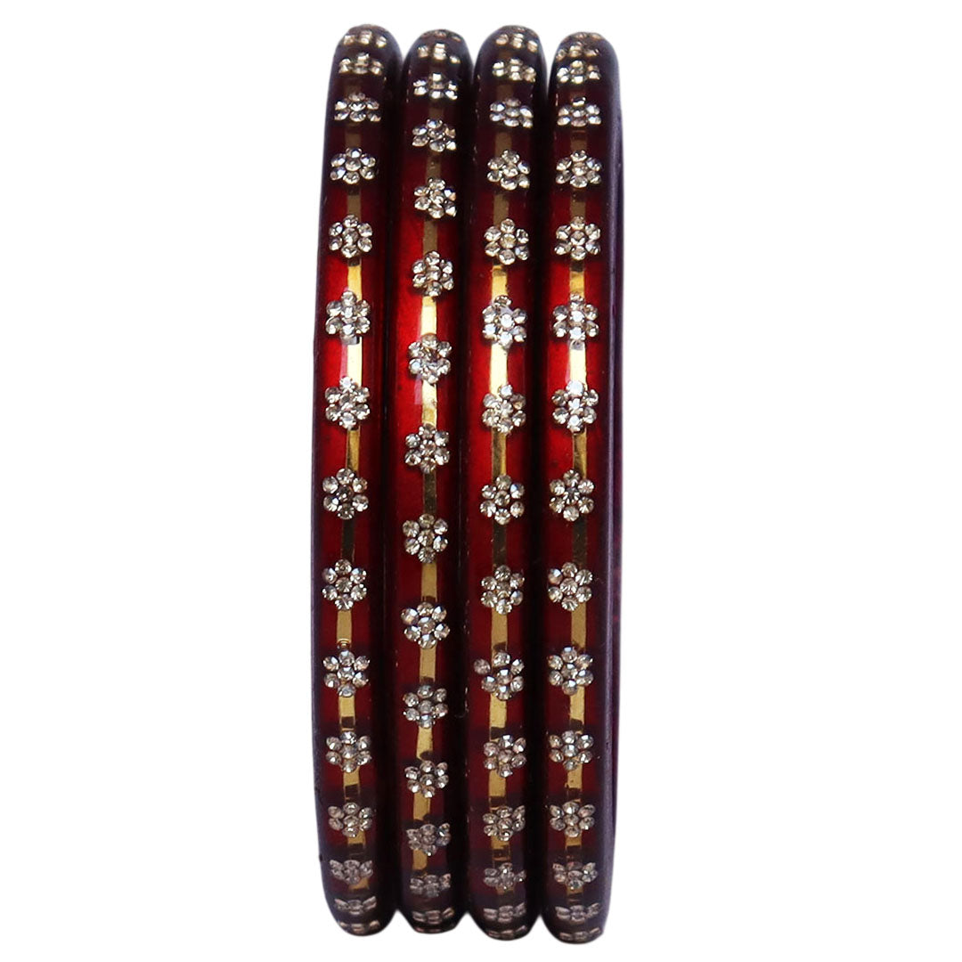Classic Rajasthani Lac Bangles with Sparkling Flower Stones