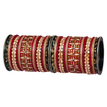 Handmade Rajasthani Lac Bangles for Bride – Kundan Stone Work