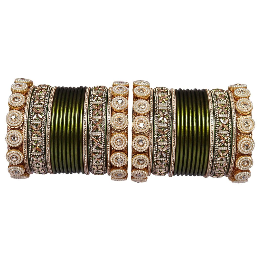 Handmade Rakhi Special Lac Bangles with Kundan Stone Work