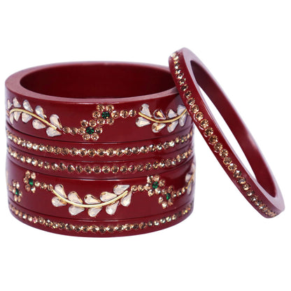 Rajasthani Lac Bangles Kundan & Rhinestone Design Short Set