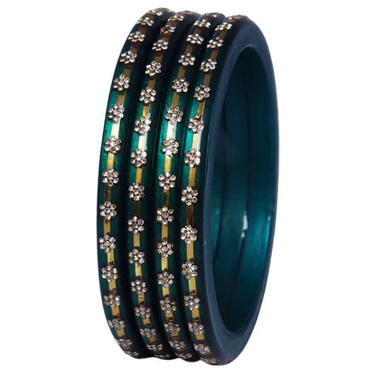 Classic Rajasthani Lac Bangles with Sparkling Flower Stones