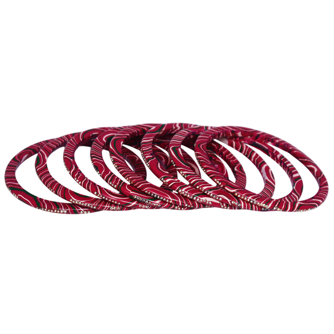 Traditional Handmade Pure Lac Bangles Set for Women in Multicolor Leheriya Pattern