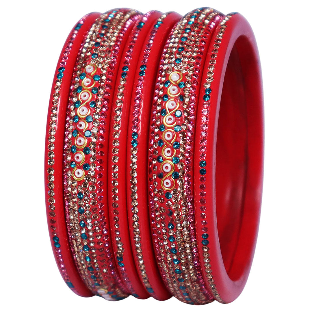 Jaipuri Lac Bangles with Latest Beads & Rhinestone Design
