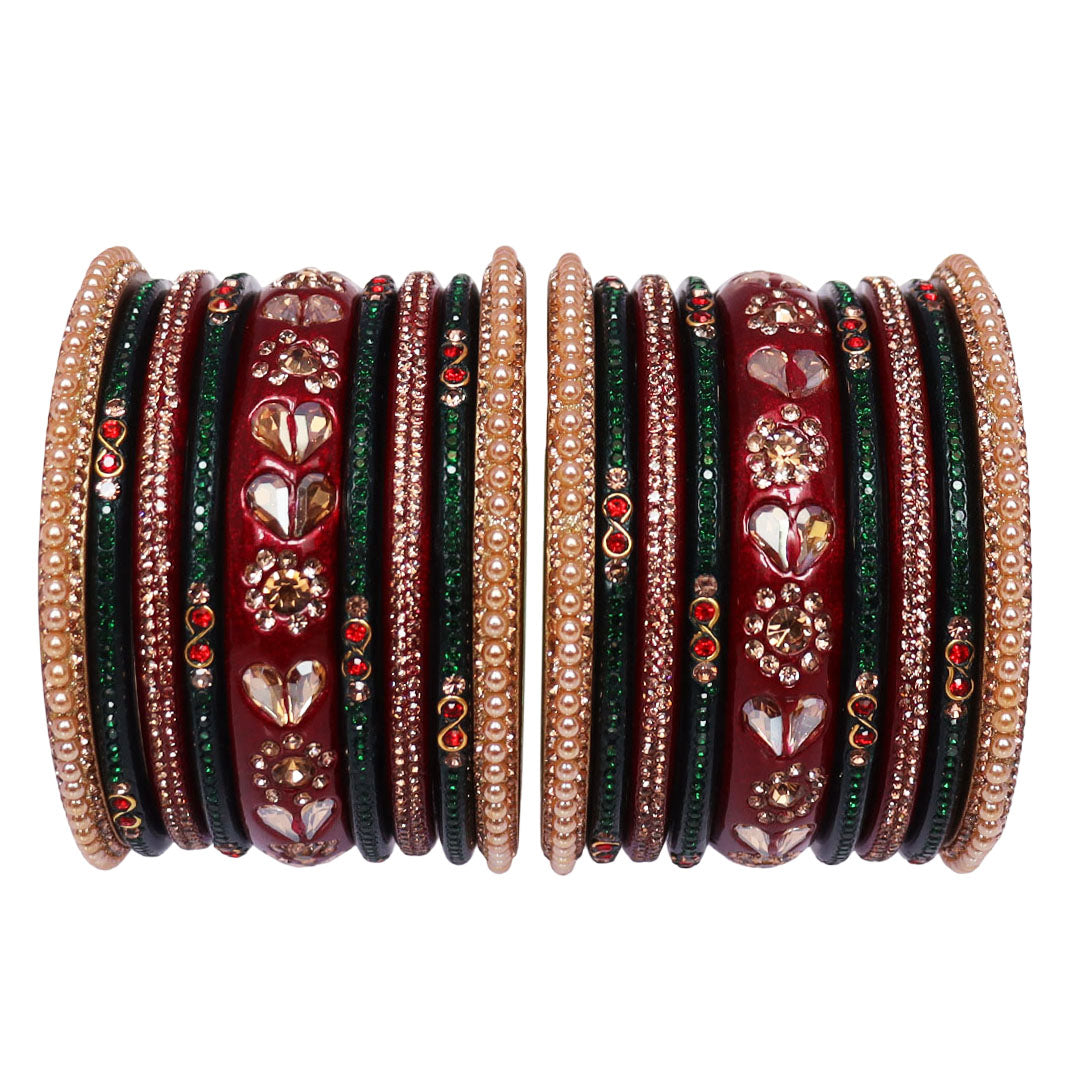 Handmade Lac Bangles For Women With Latest Rhinestones Design