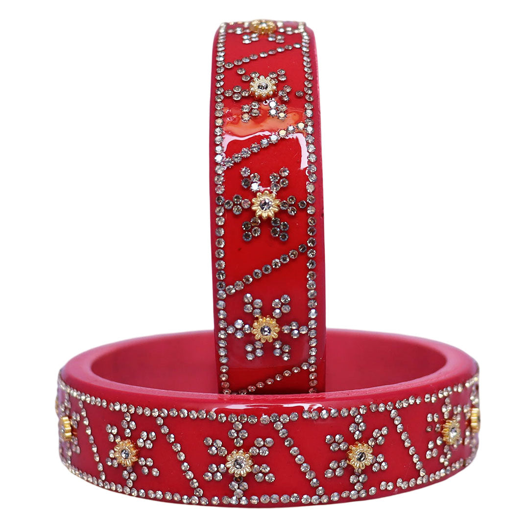 Designer Lac Bangles For Girls in Rhinestones Design