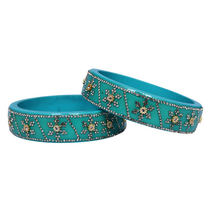 Designer Lac Bangles For Girls in Rhinestones Design
