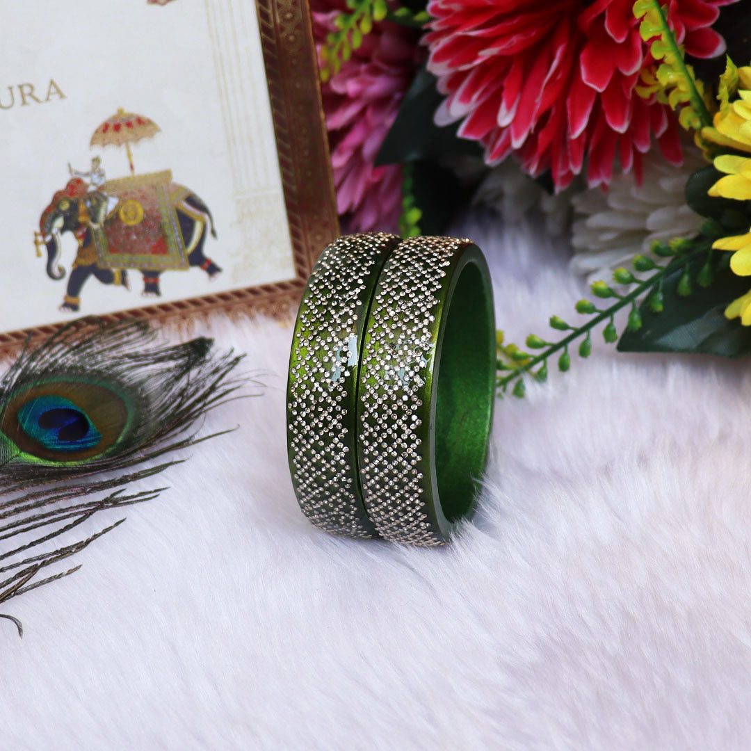 Jaipuri Lac Kada Bangles Set in Latest Rhinestones Design