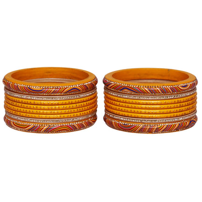 Stylish Rajasthani Lac Short Bangles Set with Lahariya & Boond Design