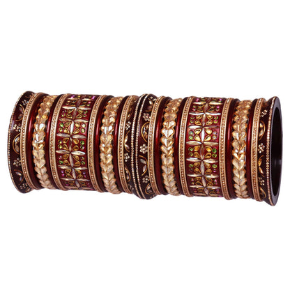 Handmade Rajasthani Lac Bangles for Bride – Kundan Stone Work