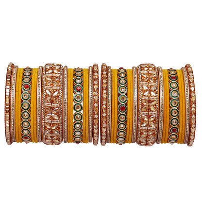 Rajasthani Wedding Chura with Kundan Beads & Velvet Bangles