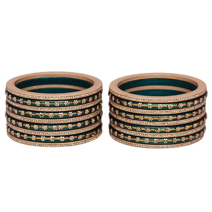 Bridal Rajasthani Lac Bangles Set with Floral Stone Work