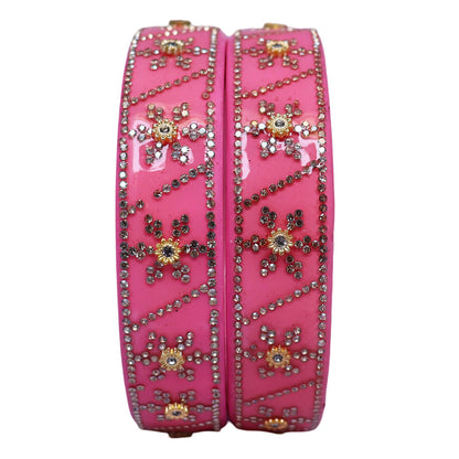 Designer Lac Bangles For Girls in Rhinestones Design