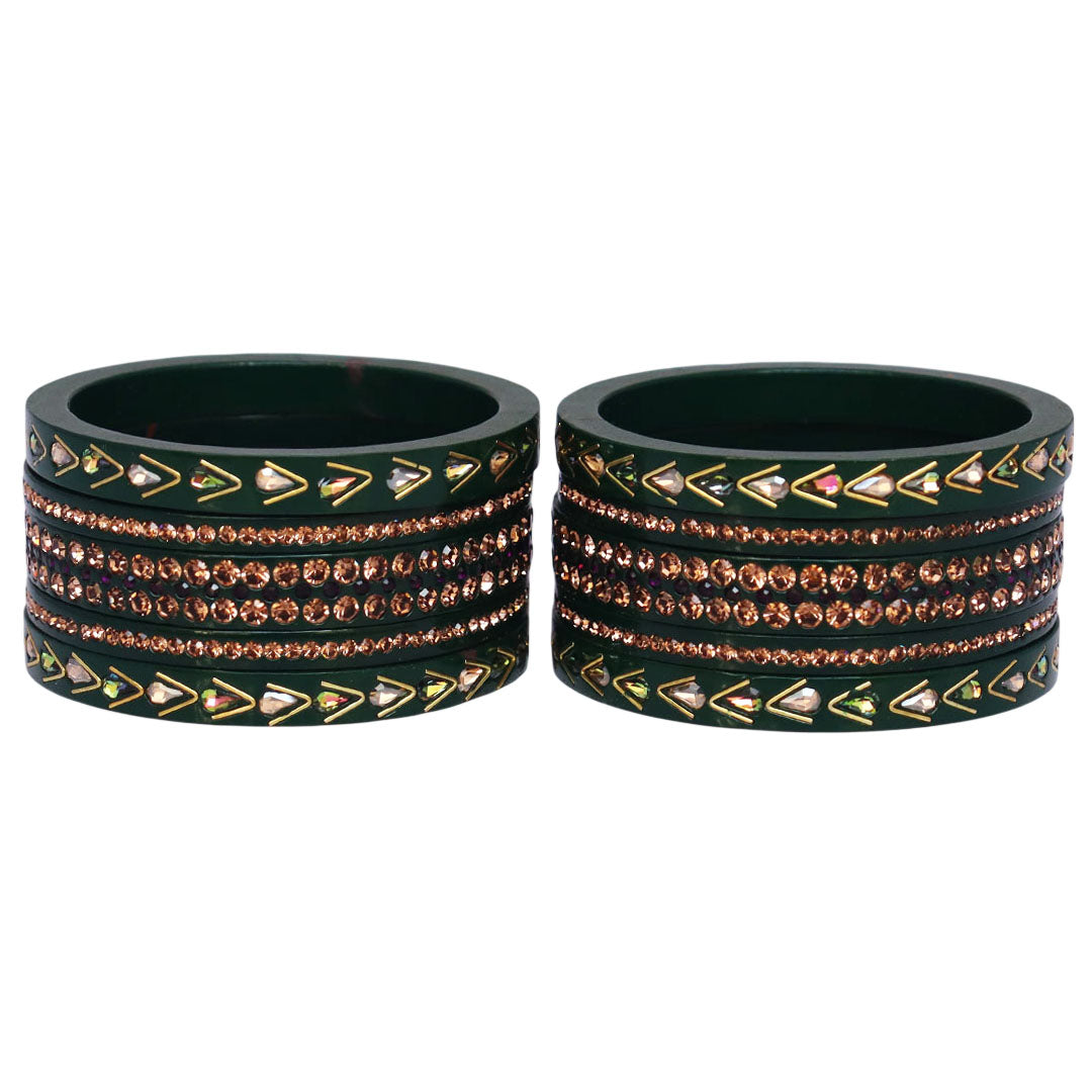 Jaipuri Lac Bangles with Kundan & Artificial Stone Design