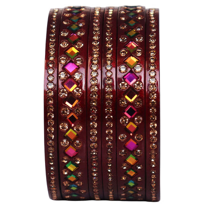 Women's Traditional Lac Bangles Set With Latest Rainbow Kundan Design