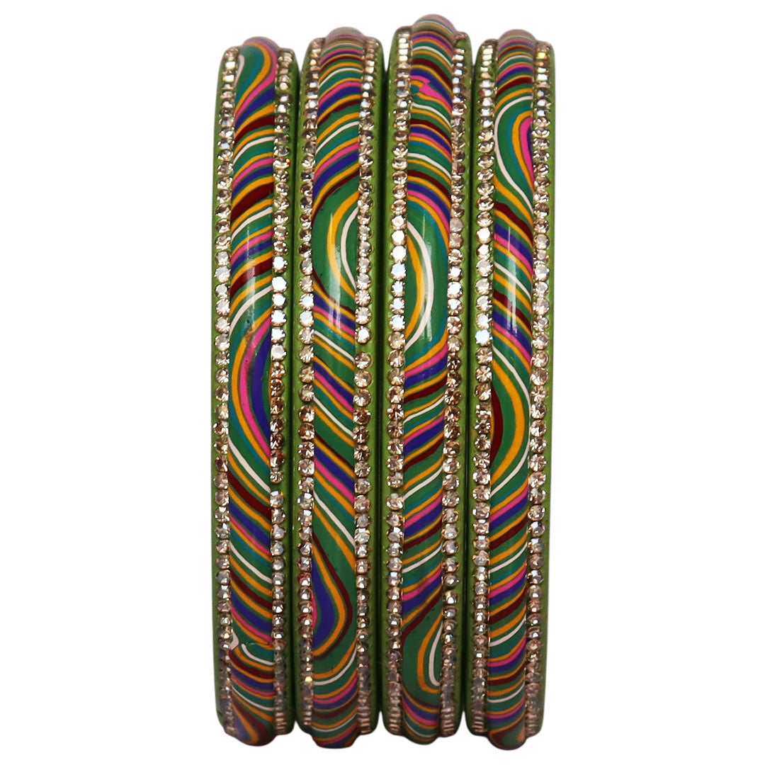 Designer Jaipuri Lac Kada with Multicolor Lahariya Artwork