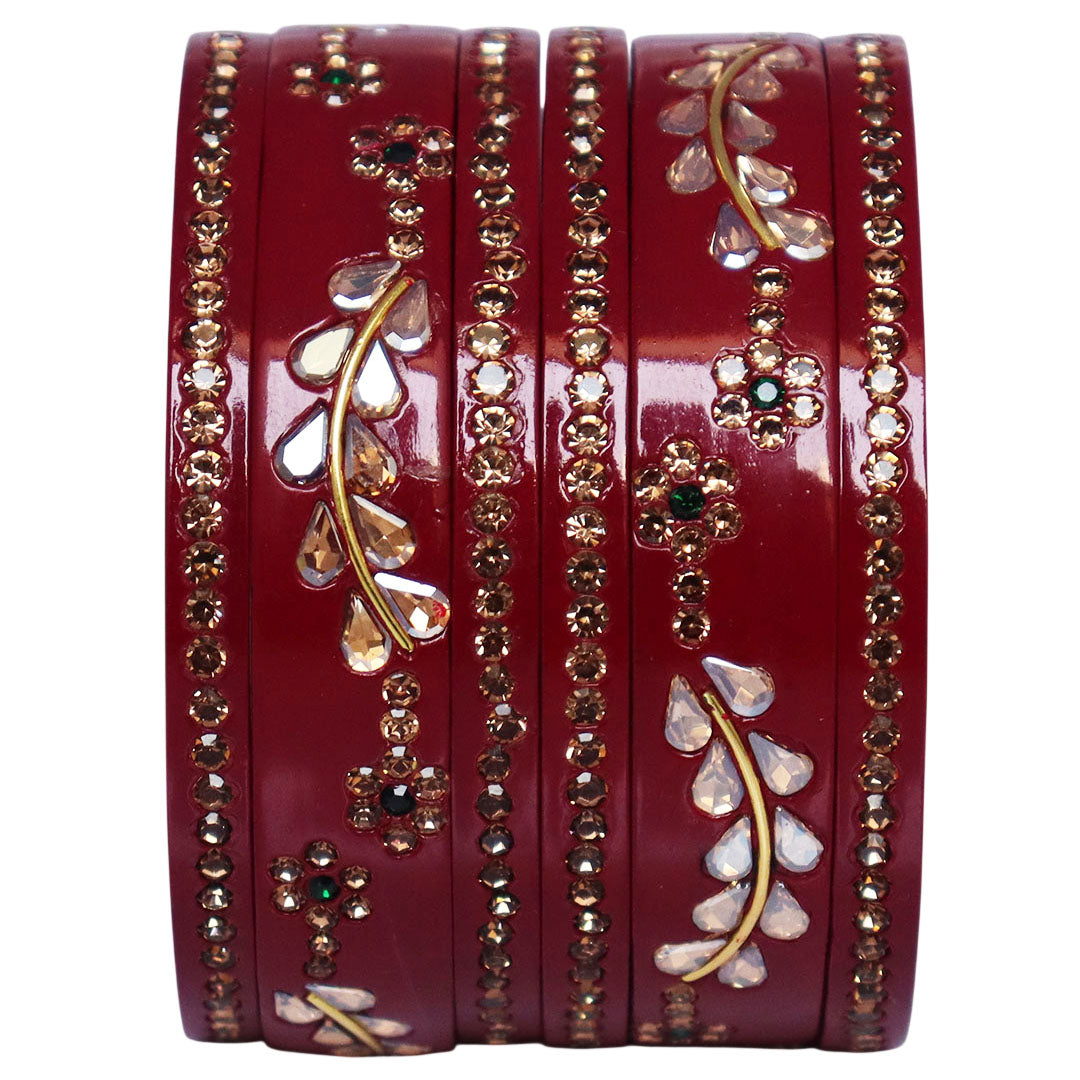 Rajasthani Lac Bangles Kundan & Rhinestone Design Short Set