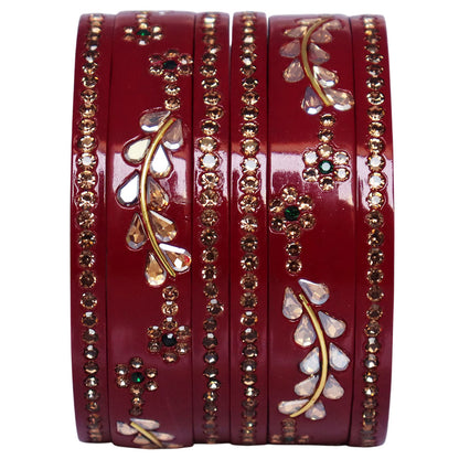 Rajasthani Lac Bangles Kundan & Rhinestone Design Short Set