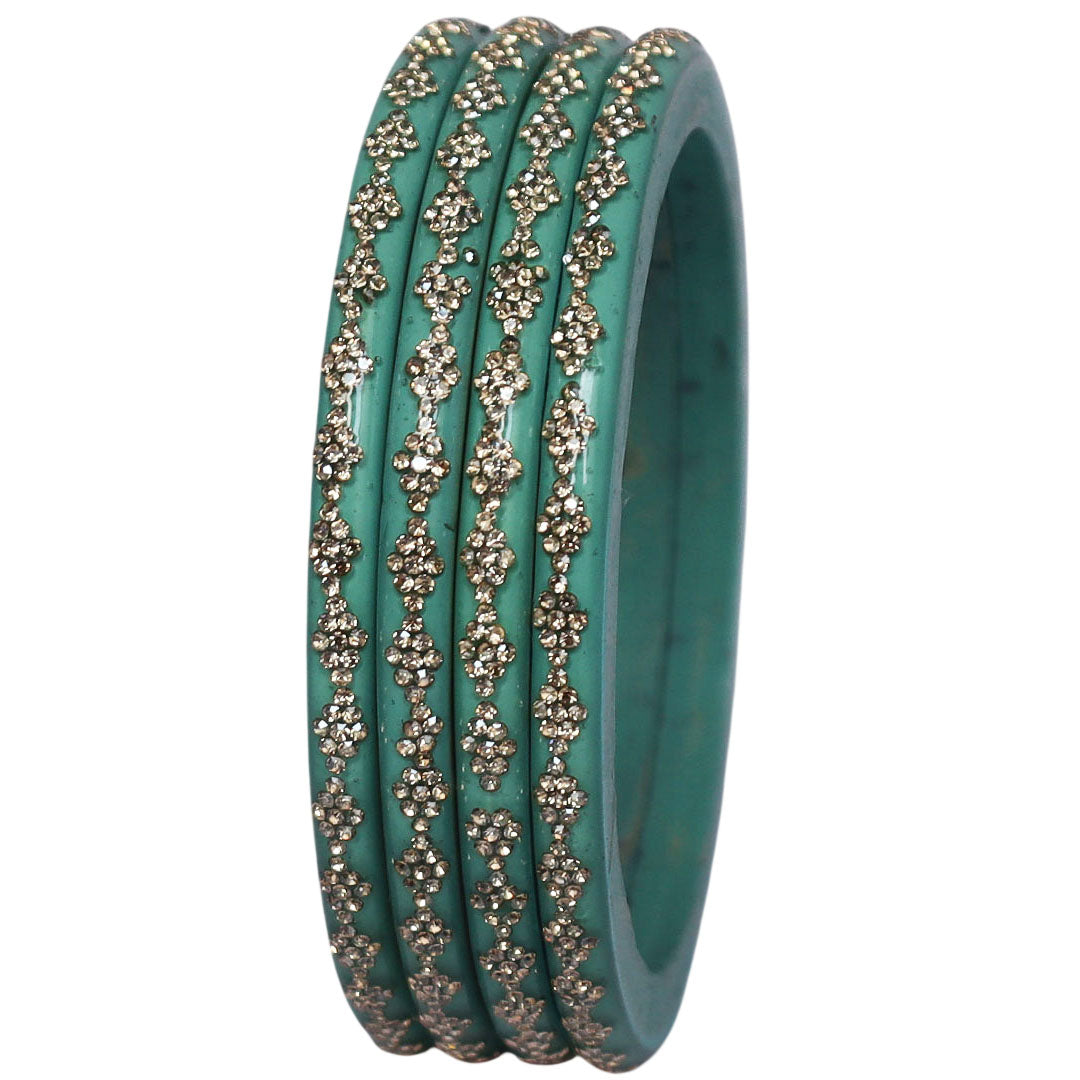 Traditional Rajasthani lac bangles with rhinestone detailing