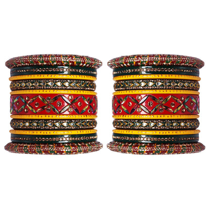 Rajasthani Traditional Chura Set With Kundan Lahariya Design