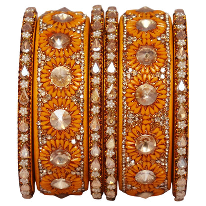 Beautiful Lac Bangles Set with Floral Stone Design for Brides