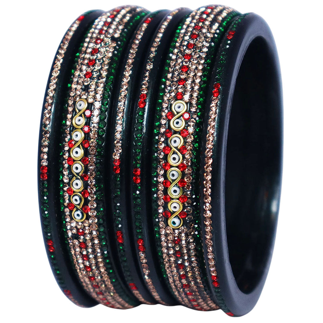 Jaipuri Lac Bangles with Latest Beads & Rhinestone Design