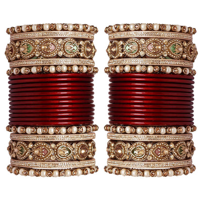 Lac Punjabi Chura Set with Designer Artificial Stone Kada