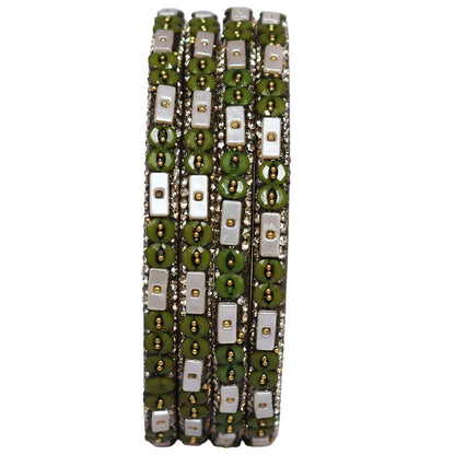 Designer Rajasthani Lac Bangles with Rhinestone & Bead Work by Taj Bridal Store