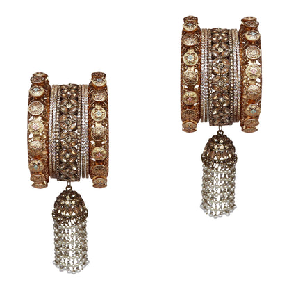 Karwa Chauth Special Gold Plated Bangles Set With Latest Jhoomer Design