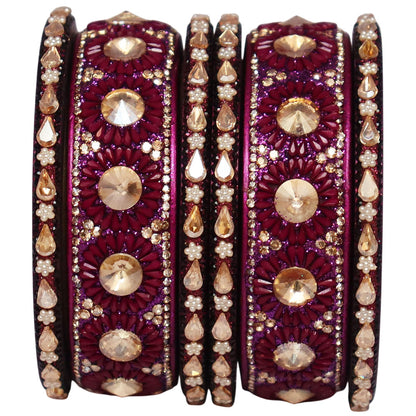 Beautiful Lac Bangles Set with Floral Stone Design for Brides