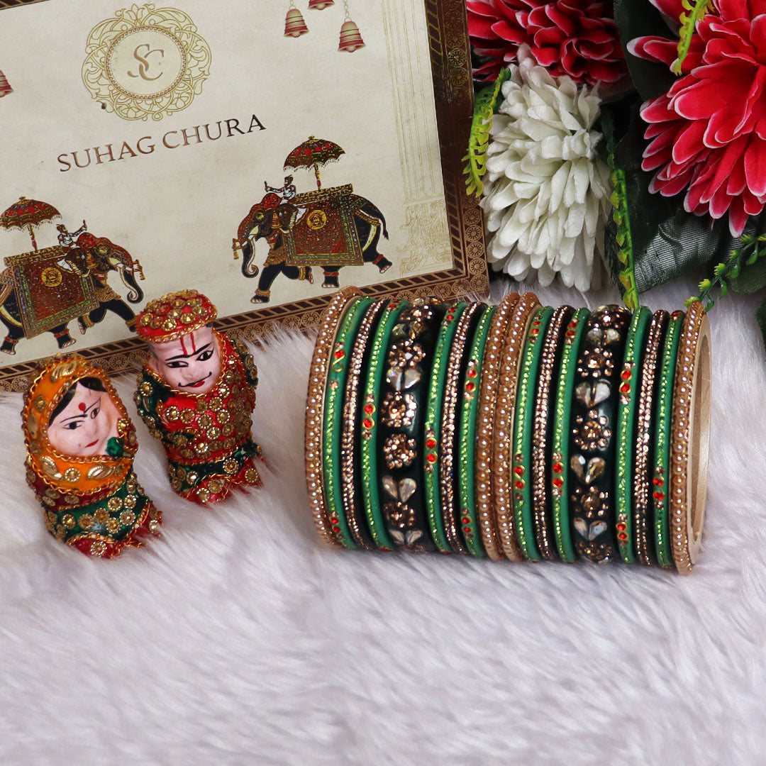 Handmade Lac Bangles For Women With Latest Rhinestones Design
