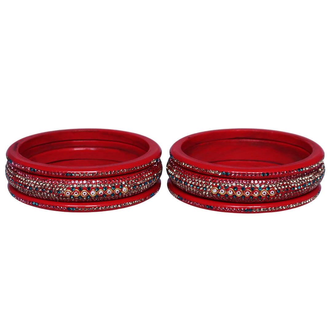Jaipuri Lac Bangles with Latest Beads & Rhinestone Design
