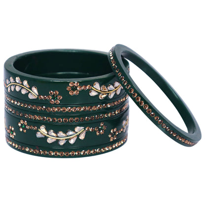 Rajasthani Lac Bangles Kundan & Rhinestone Design Short Set