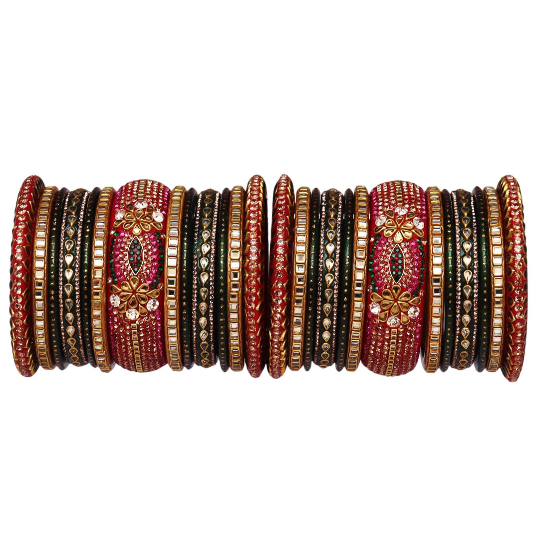 Royal Rajwadi Lac Bangles for Brides with Kundan Embellishments