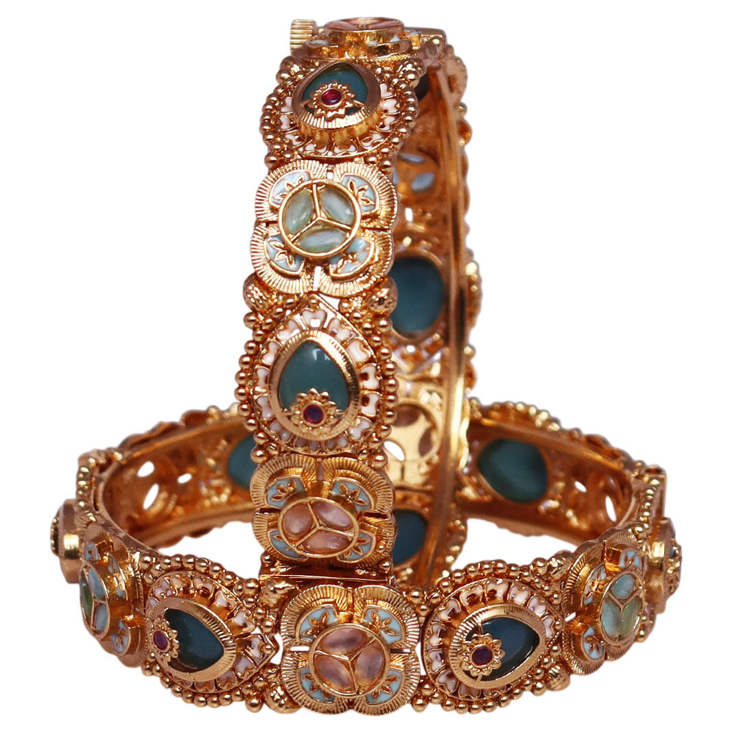 Gold Plated Bracelet with Heritage Artificial Stone Design