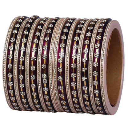 Bridal Rajasthani Lac Bangles Set with Floral Stone Work