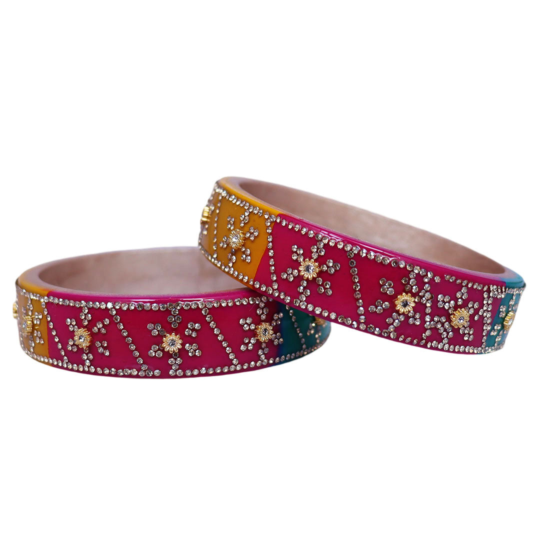 Designer Lac Bangles For Girls in Rhinestones Design
