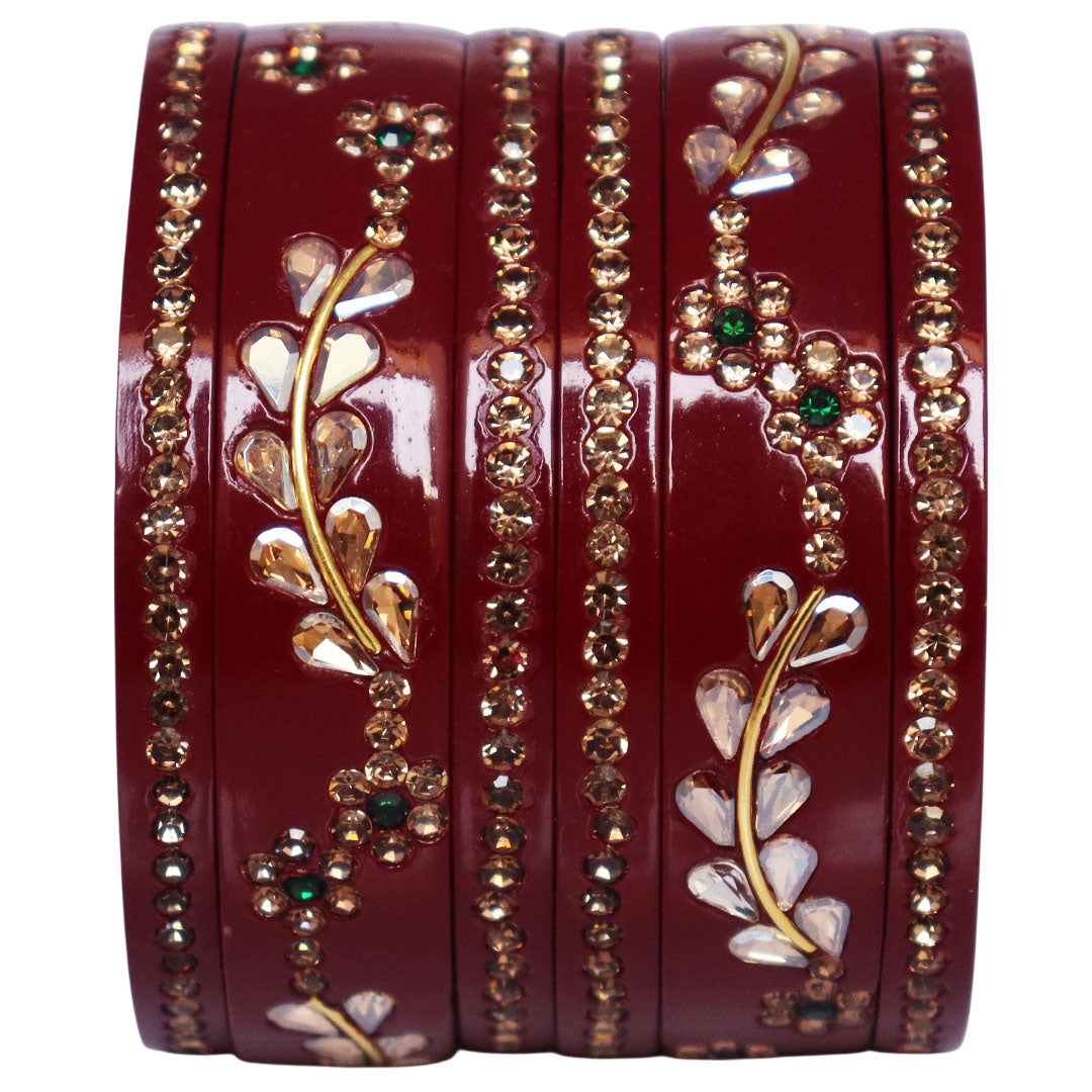 Rajasthani Lac Bangles Kundan & Rhinestone Design Short Set