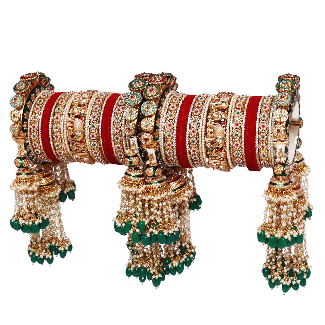 Premium Rajwadi Style Wedding Bangles Set With Devine Ganesha Design