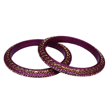 Traditional Kundan Lac Bangadi Bangles (Pack of 2)