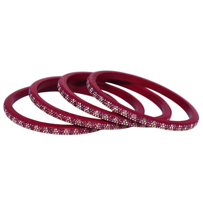 Traditional handmade Lac bangles with rhinestone work by TAJ BRIDAL STORE