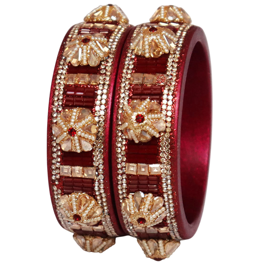 Jaipuri Lac Bangles Kundan Pearl Rhinestone Designer Kada